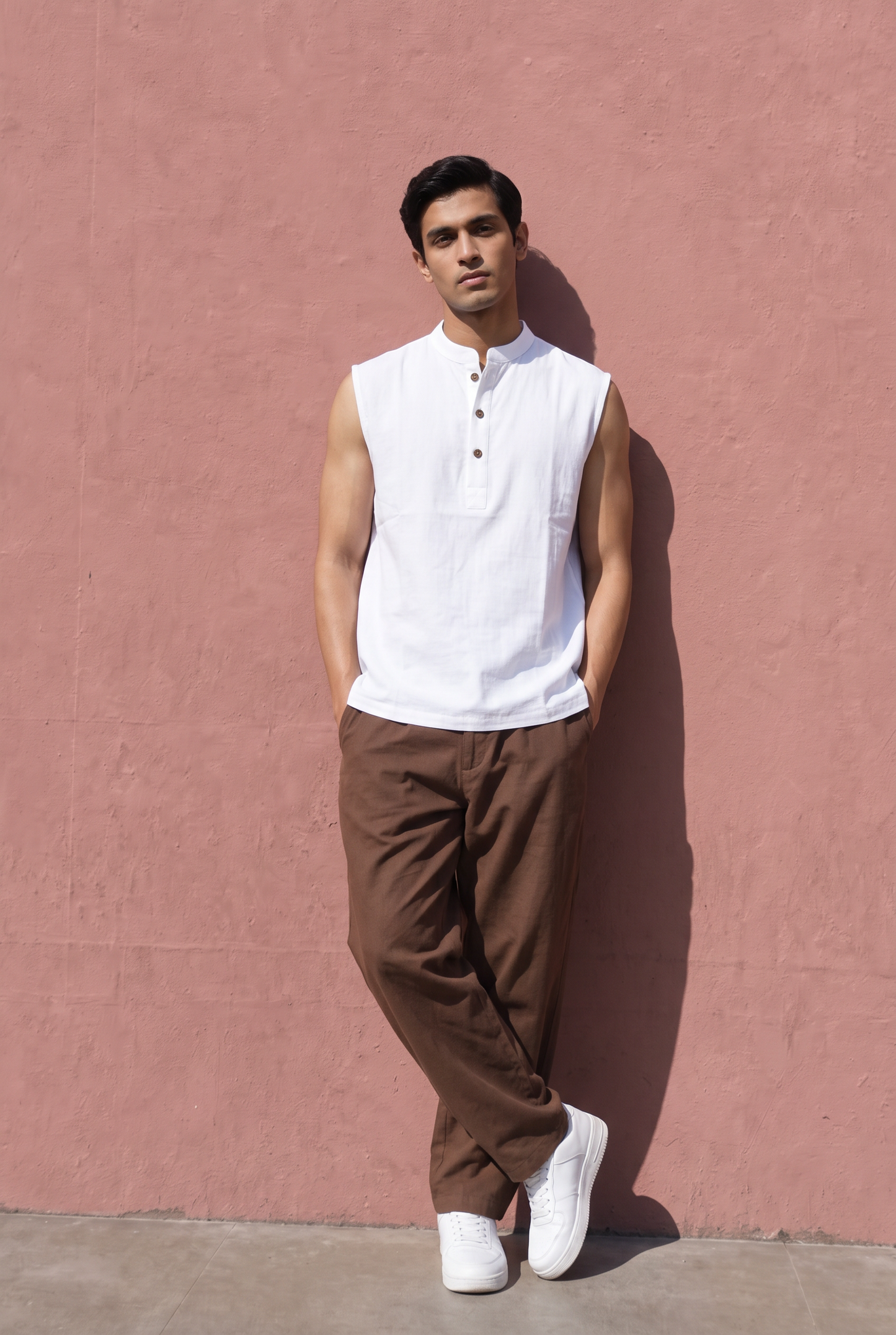 Ibiza Sleeveless Henley - White
