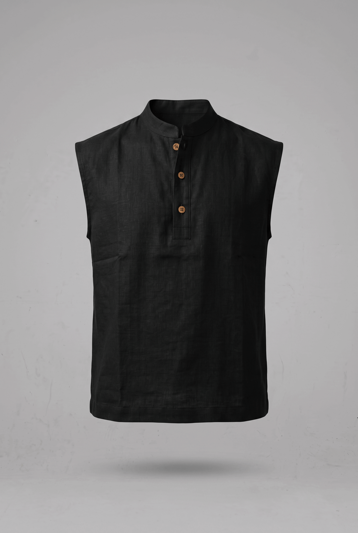 Ibiza Sleeveless Henley - Black