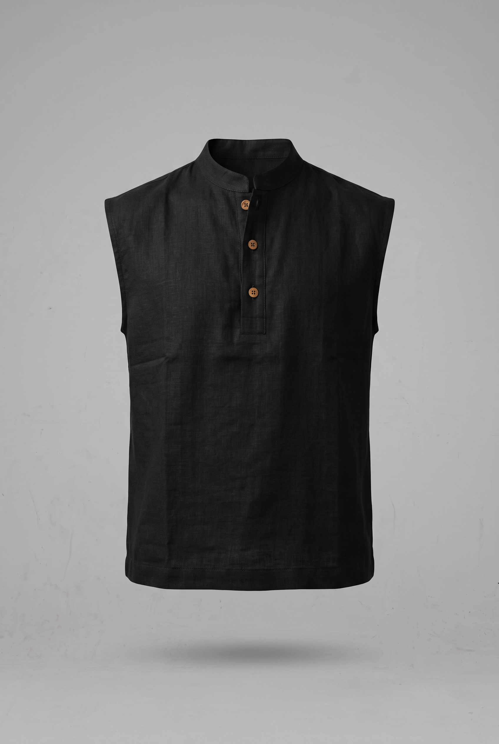 Ibiza Sleeveless Henley - Black