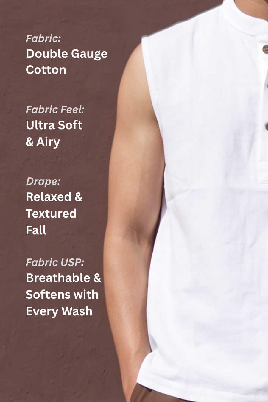 Ibiza Sleeveless Henley - White