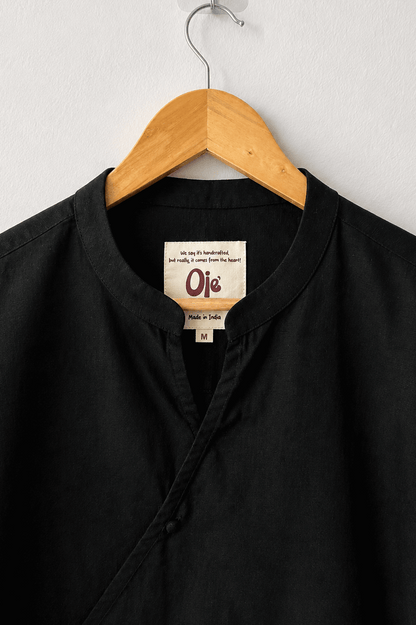 Osaka Kimono Cotton Linen Shirt - Black