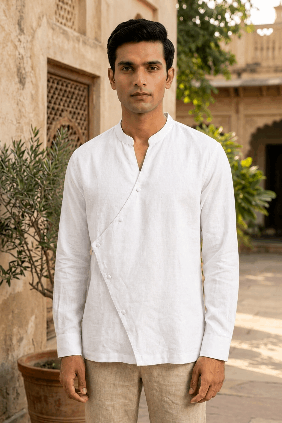 Osaka Kimono Cotton Linen Shirt - White