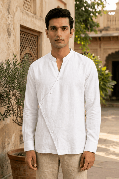 Osaka Kimono Cotton Linen Shirt - White