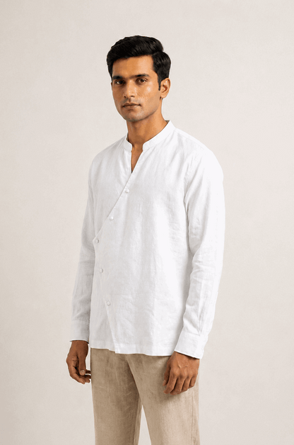 Osaka Kimono Cotton Linen Shirt - White