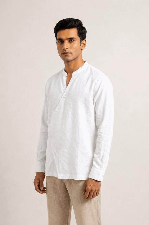 Osaka Kimono Cotton Linen Shirt - White