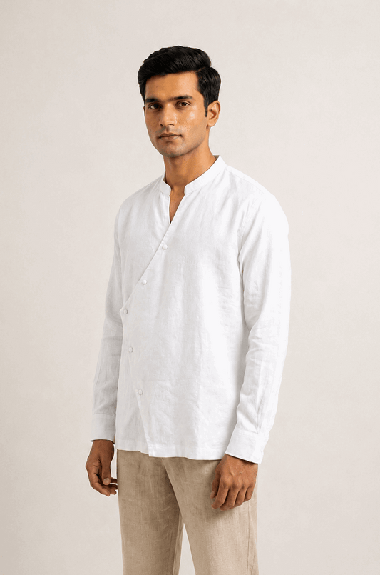Osaka Kimono Cotton Linen Shirt - White