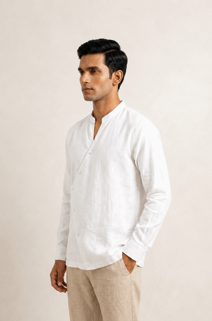Osaka Kimono Cotton Linen Shirt - White