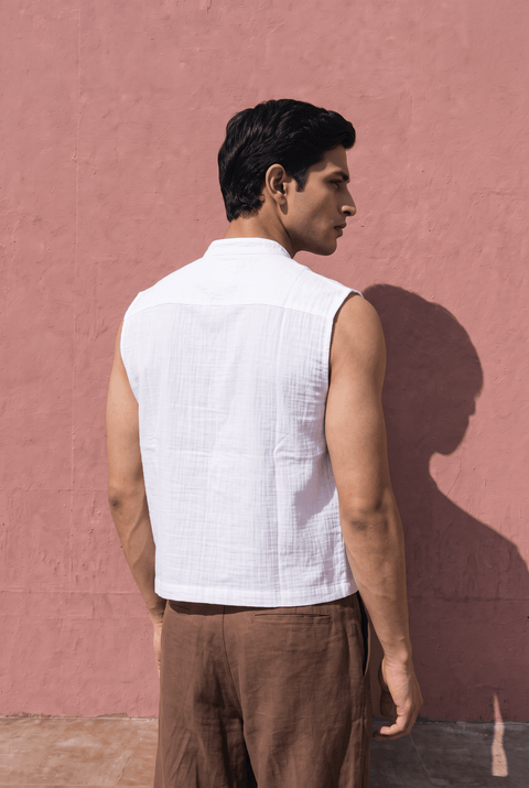 Ibiza Sleeveless Henley - White